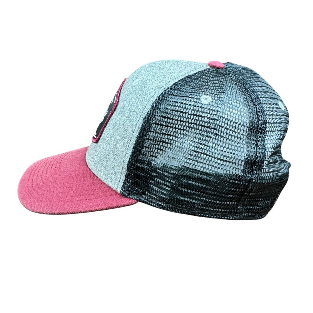 Deadeye Outfitters Elk Patch Logo Snapback Trucker Hat Mesh Back Cap Maroon Gray - Picture 4 of 10